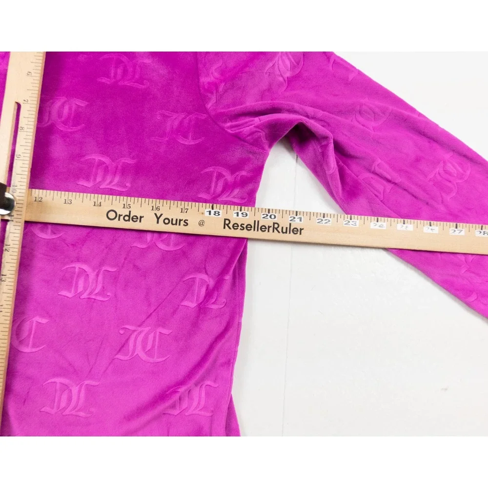 Juicy Couture Top Womens Medium Pink Sleepwear Velour Long Sleeve Lounge Ladies